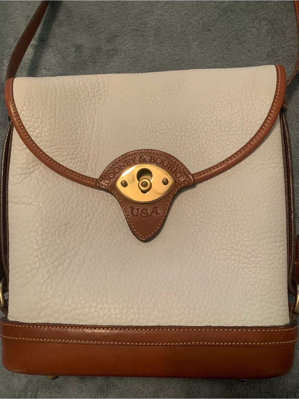 Dooney & Bourke Cream and Brown Pebbled Leather Crossbody
